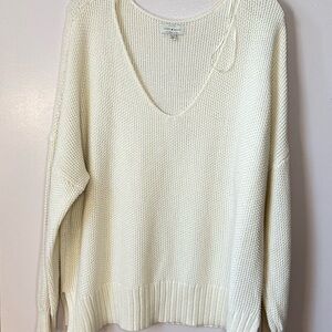 Lucky Brand Cream V-Neck Knit Sweater